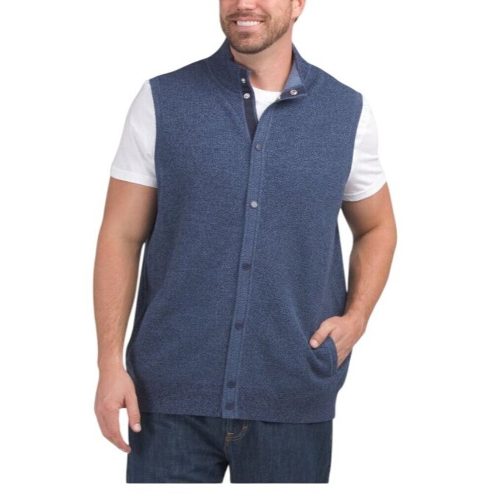Tommy Bahama Mens Navy Blue Big Tall Pockets UPF Cool Course Vest Sz 3XL Big New